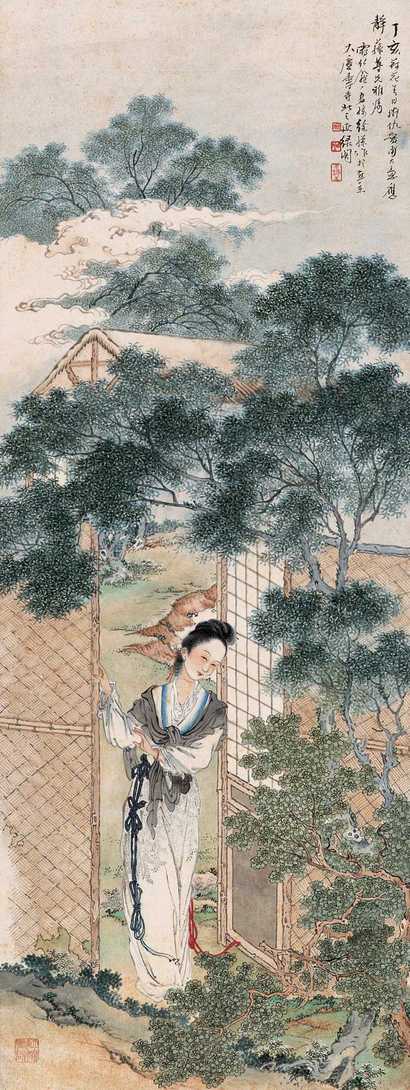 徐操 丁亥（1947年）作 仕女 立轴